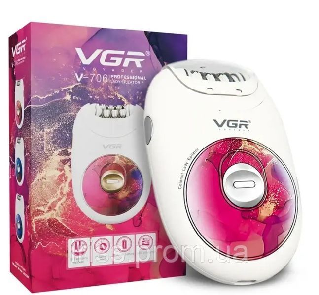 Акумуляторний епілятор VGR V-706 (18 пінцетів, 2 швидкості, USB Type-C) 41890-V-706 фото