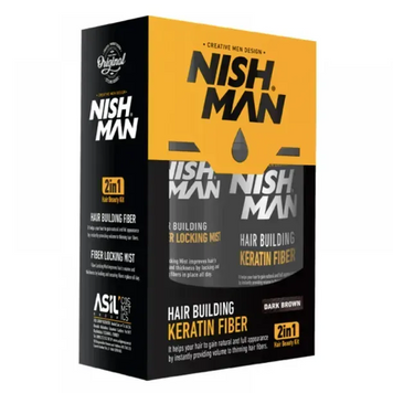 Камуфляж для волосся (кератинова пудра) Nishman Hair Building Keratin Fiber &mdash; Темно-коричневий (пудра 21г + фіксатор 100мл) k1033 фото