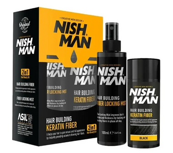 Камуфляж для волосся (кератинова пудра) Nishman Hair Building Keratin Fiber &mdash; Світло-коричневий (пудра 21г + фіксатор 100мл) k1034 фото