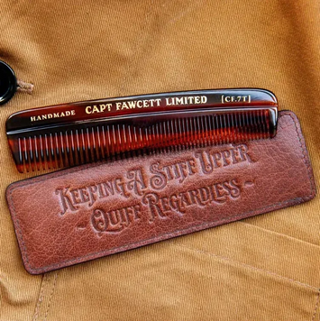 Гребень для волос Captain Fawcett CF.7T в кожаном чехле &mdash; Премиальный мужской аксессуар k1502 фото
